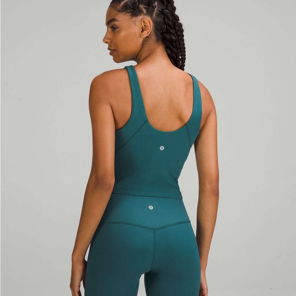 Lululemon Align Ribbed High-Neck Tank Top Retail $78 in Green Jasper